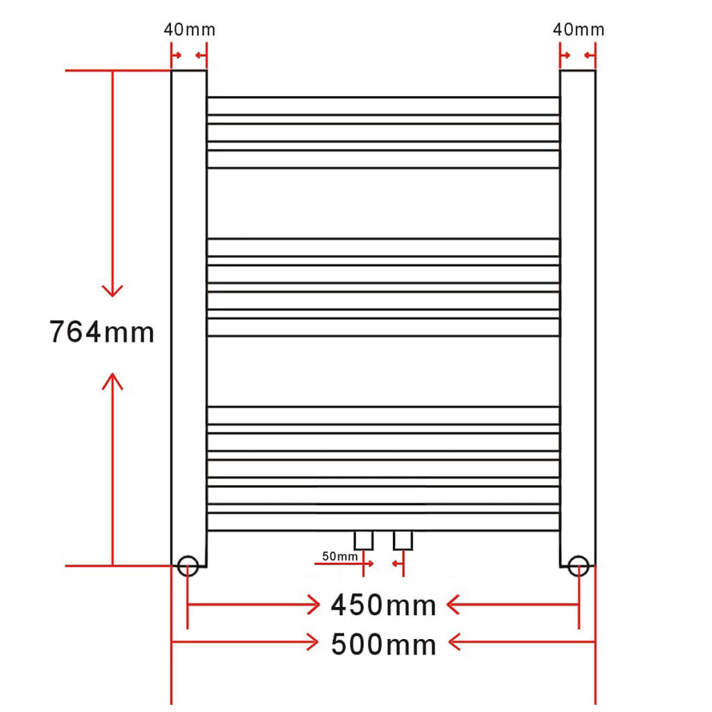 Radiator/handdoekenrek curve 500x764 mm