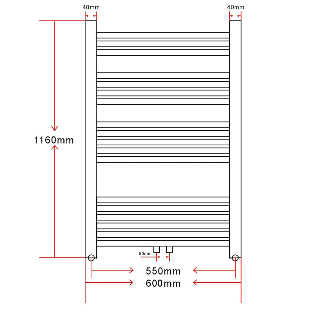 Radiator/handdoekenrek curve 600x1160 mm