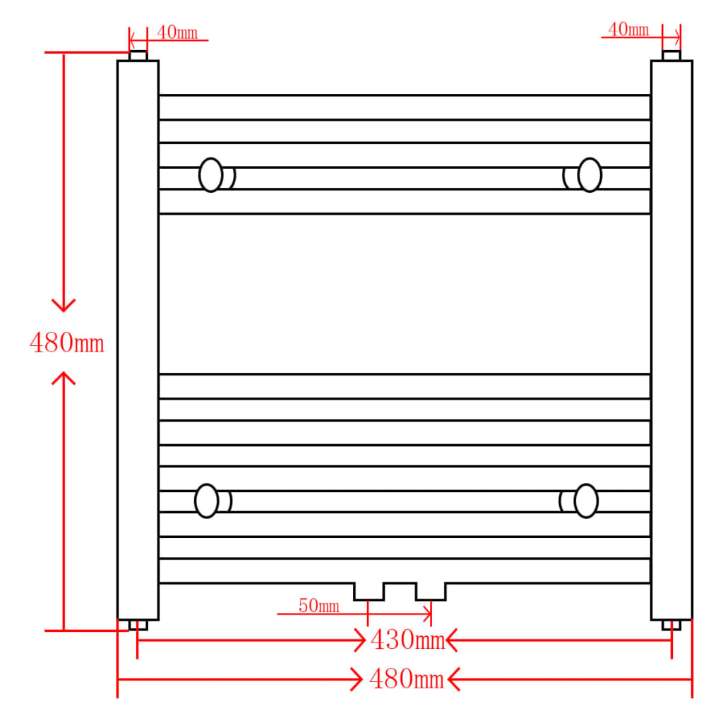 Radiator / handdoekenrek gebogen 480x480 mm grijs