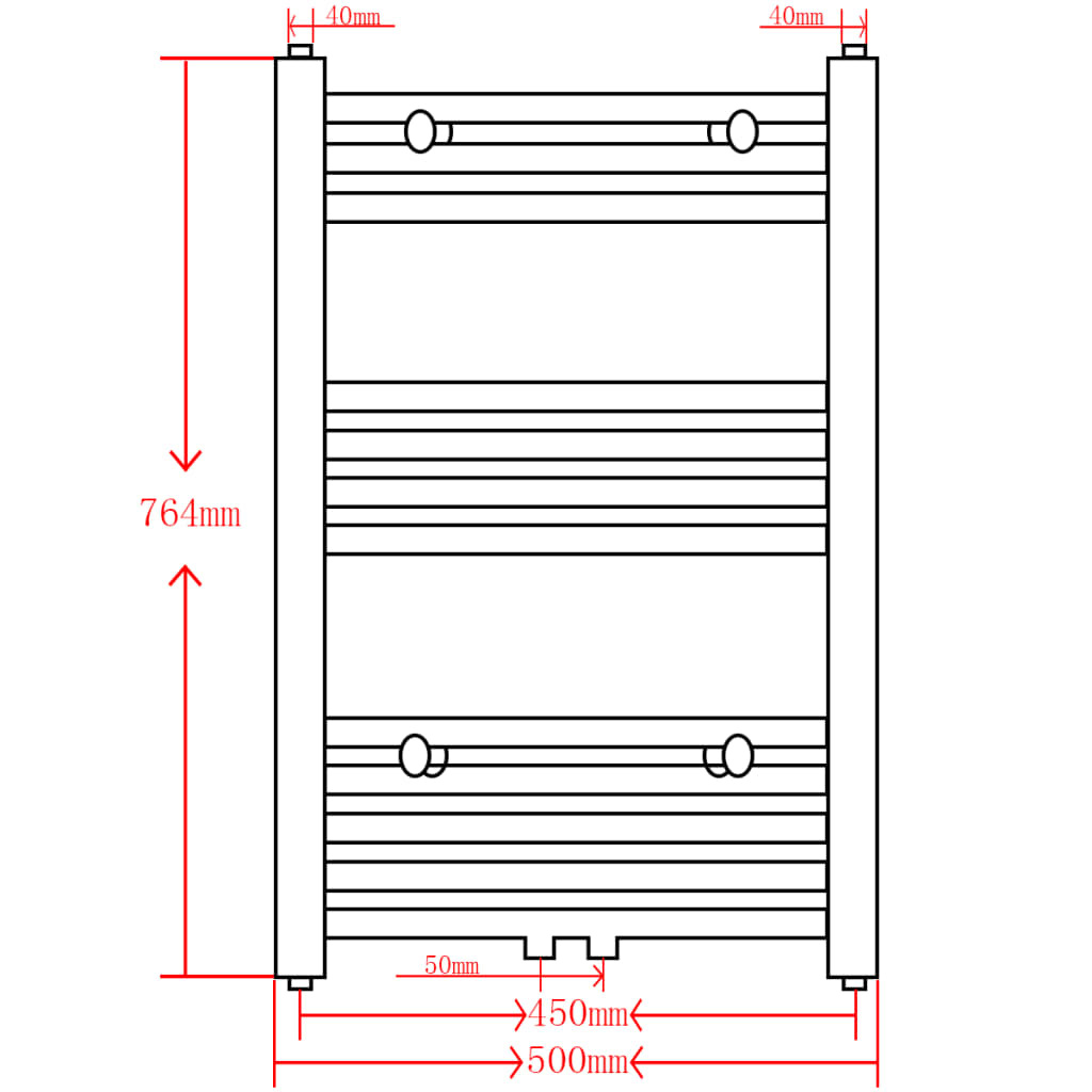 Radiator / handdoekenrek recht 500x764 mm zwart