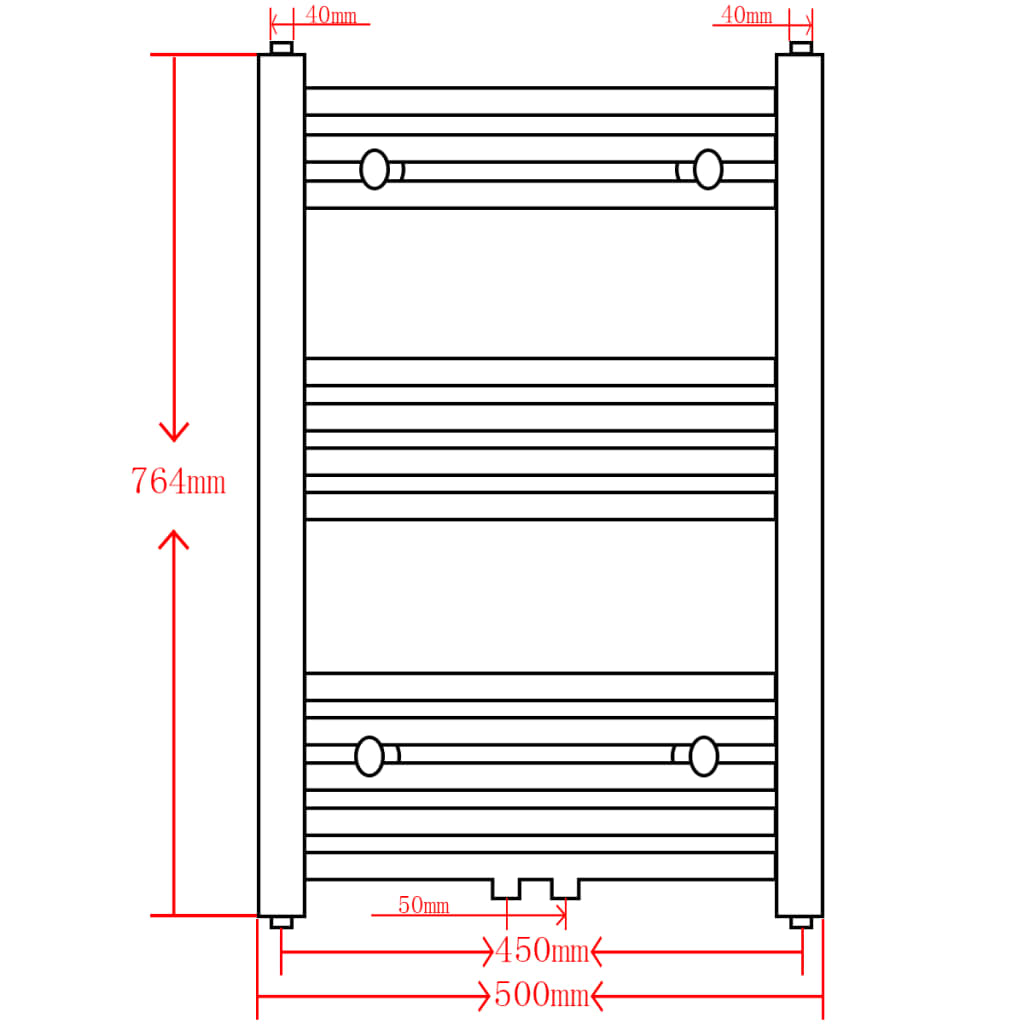 Radiator / handdoekenrek gebogen 500x764 mm zwart