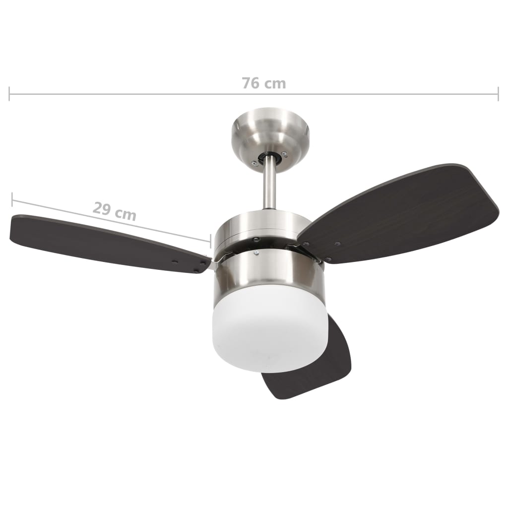 Plafondventilator met lamp afstandsbediening 76 cm donkerbruin